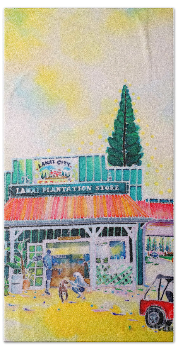 Hawaii Beach Sheet featuring the painting Lanai city by Hisayo OHTA