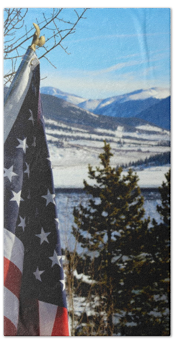 American Flag Beach Towel featuring the photograph Land Of The Free by Fiona Kennard