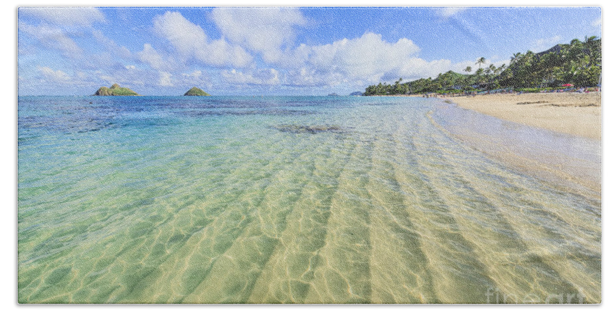 Lanikai Beach Beach Towel featuring the photograph Lanikai Beach Mid Day Ripples in the Sand by Aloha Art