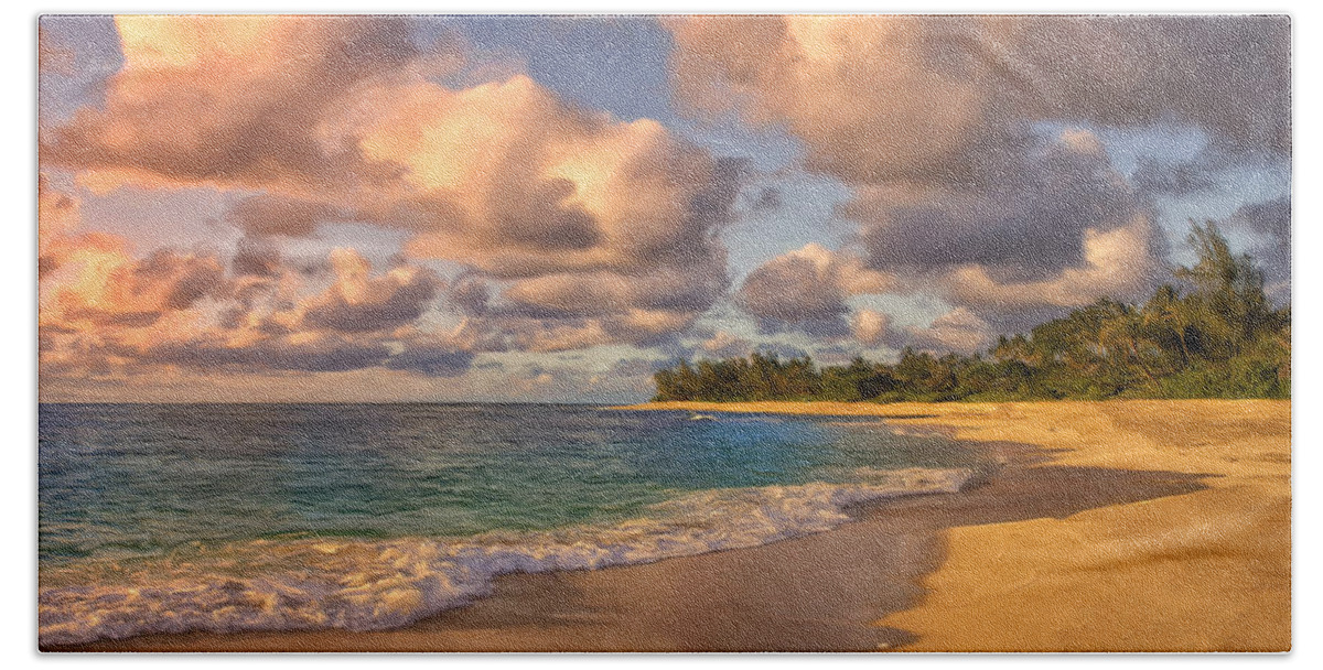 Sunset Beach Beach Towel featuring the painting Late Afternoon at Sunset Beach by Dominic Piperata