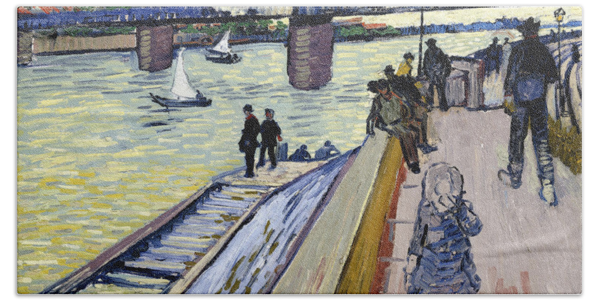 Vincent Van Gogh Beach Towel featuring the painting Le Pont de Trinquetaille by Vincent van Gogh