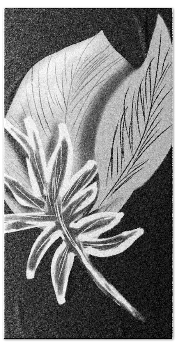 Black & White Beach Towel featuring the digital art Leaf ray by Christine Fournier