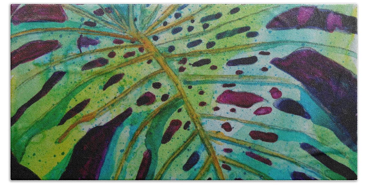 Leaf Beach Towel featuring the painting Leaf by Terry Holliday