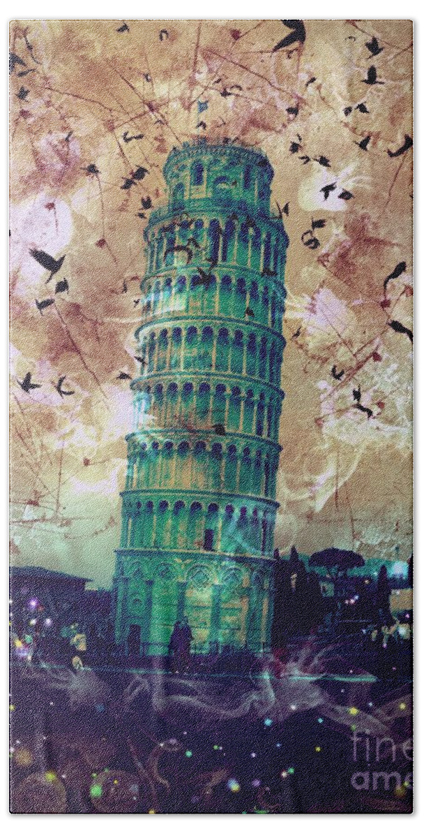 Leaning Tower Of Pisa Beach Sheet featuring the digital art Leaning Tower of Pisa 1 by Marina McLain