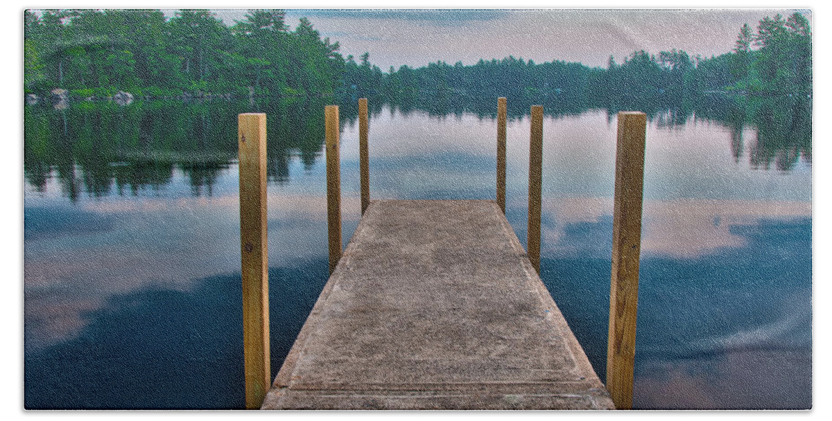 Moultonborough Beach Towel featuring the photograph Lees Mills Dock by Brenda Jacobs
