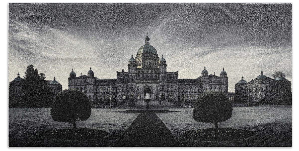 Architecture Beach Towel featuring the photograph Legislature building British Columbia Victoria by Peter V Quenter