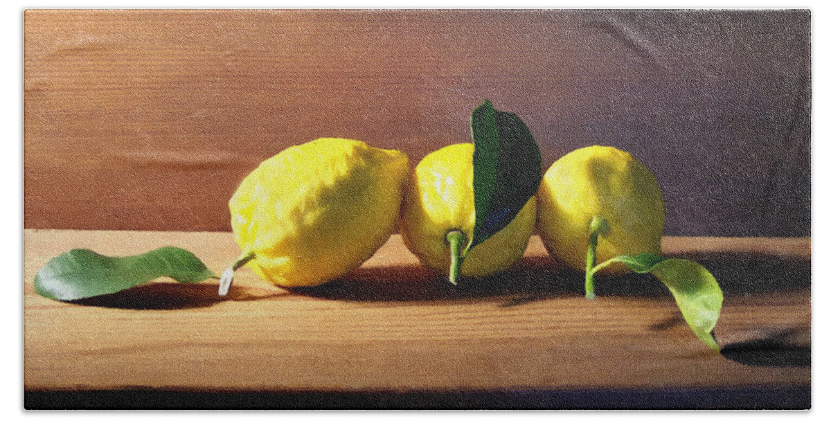 Lemons Beach Towel featuring the photograph Lemons by Frank Wilson