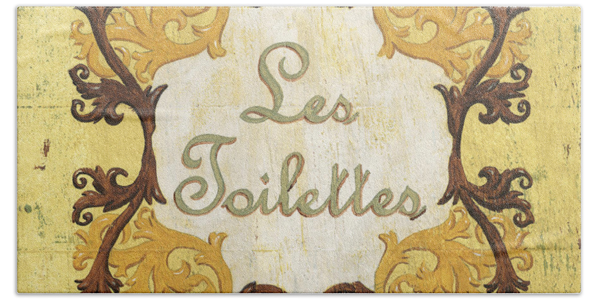 Les Toilettes Beach Towel featuring the painting Les Toilettes by Debbie DeWitt