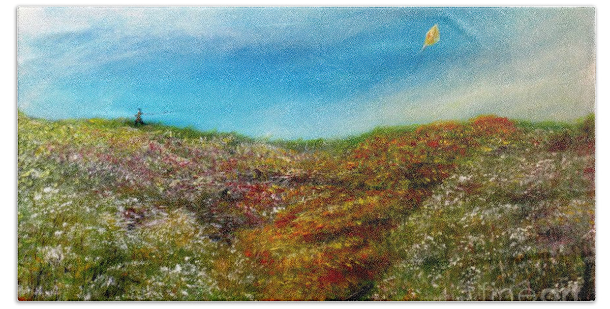Landscape Beach Towel featuring the painting Letting Go by Michael Anthony Edwards