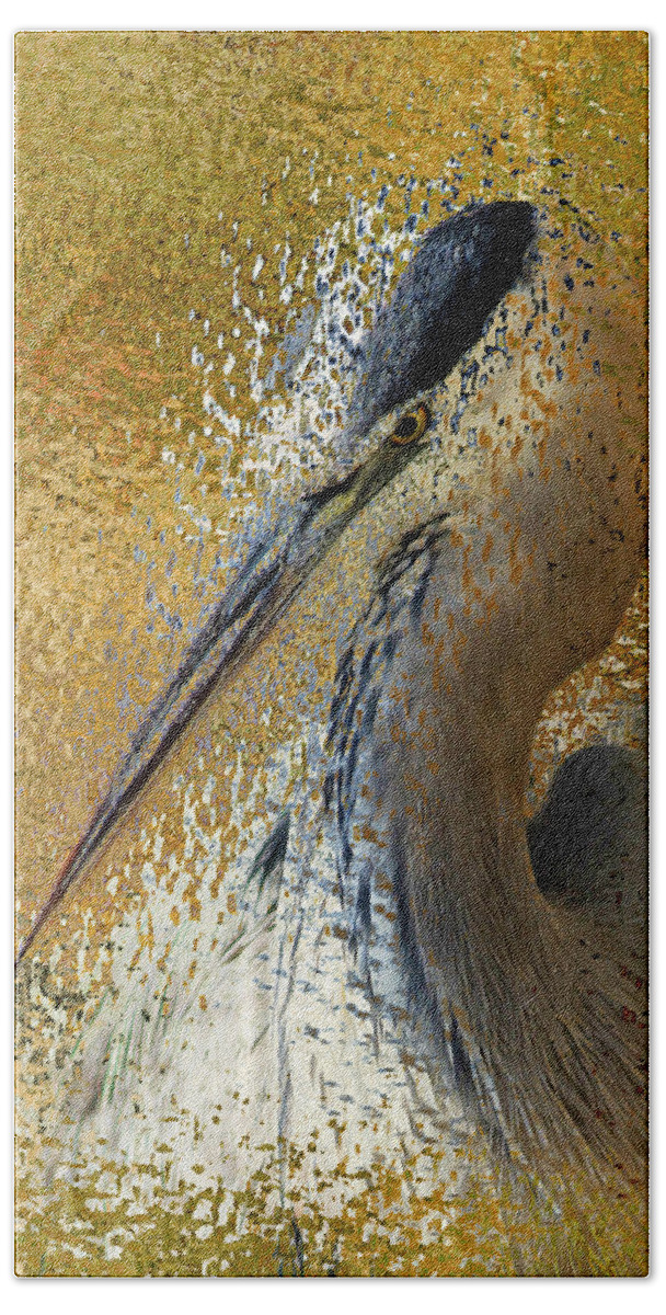 Heron Beach Towel featuring the photograph Life In The Sunshine - Bird Art Abstract Realism by Georgiana Romanovna