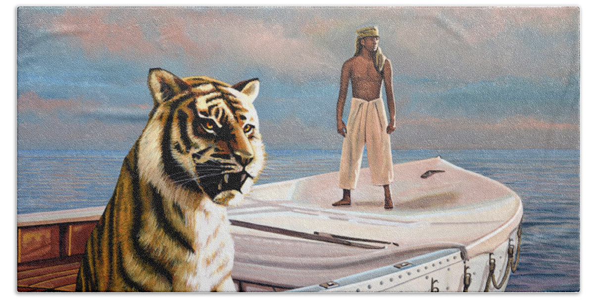 Life Of Pi Beach Sheet featuring the painting Life Of Pi by Paul Meijering
