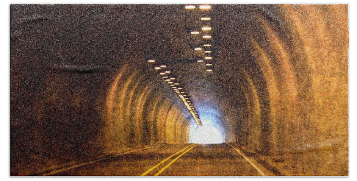 Tunnel Beach Sheet featuring the photograph Light At the End of the Tunnel by Barbara Chichester
