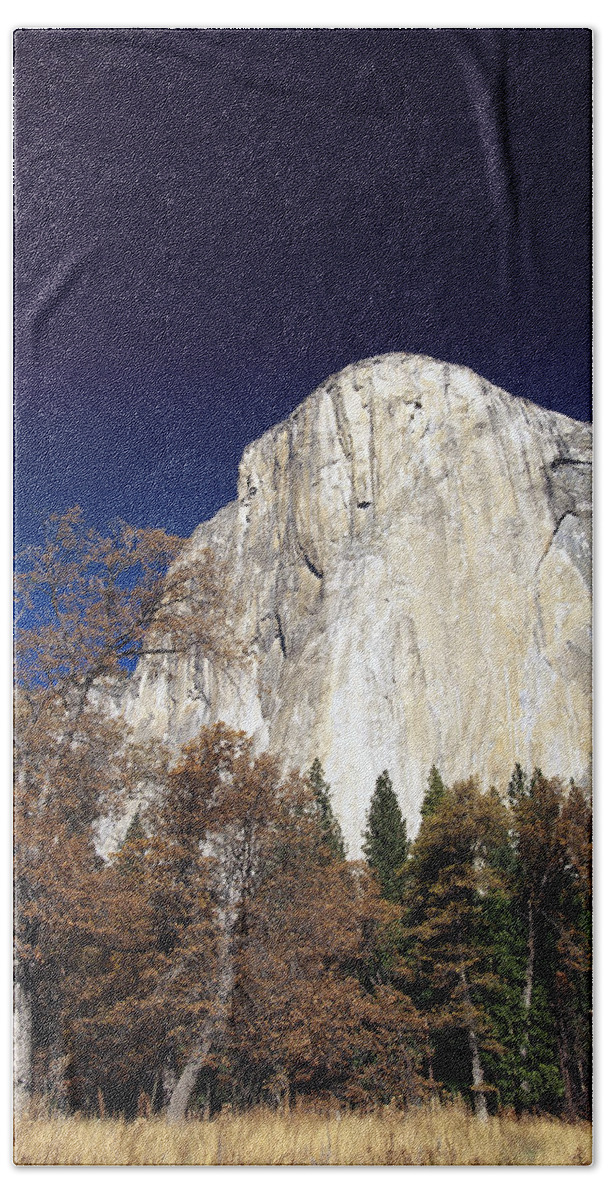 Feb0514 Beach Towel featuring the photograph Light On Face Of El Capitan Yosemite by Gerry Ellis