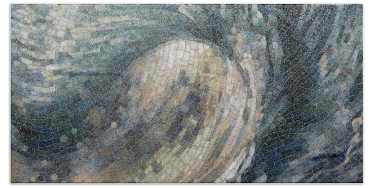 Glass Mosaic Beach Towel featuring the painting Light Wave by Mia Tavonatti