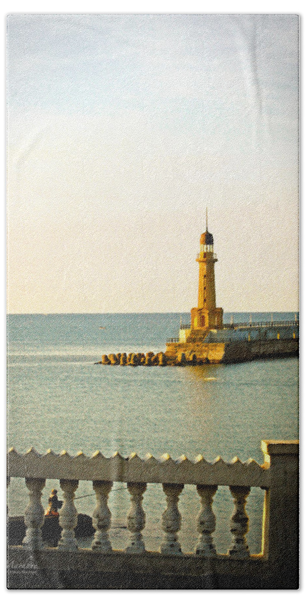 Lighthouse In The Montaza Complex Beach Sheet featuring the photograph Lighthouse - Alexandria Egypt by Mary Machare
