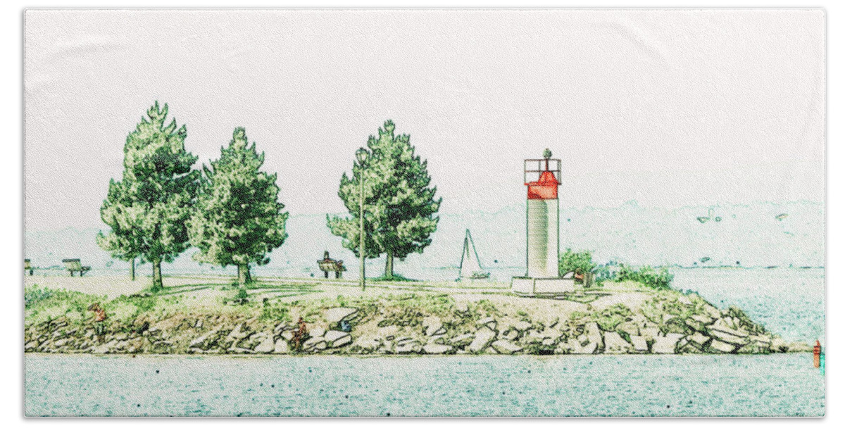 Lighthouse Beach Towel featuring the photograph Lighthouse at Andrew Haydon Park by Zinvolle Art
