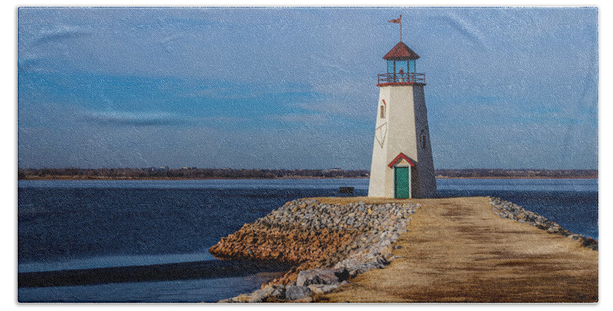 Architecture Beach Towel featuring the photograph Lighthouse at East Wharf by Doug Long