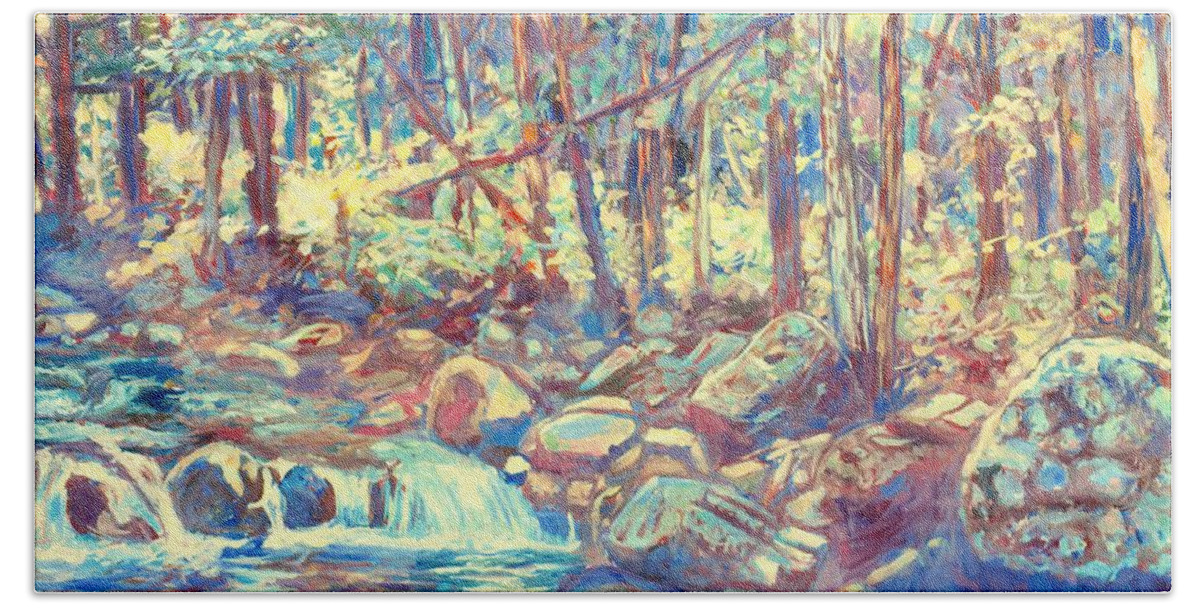 Creeks Beach Towel featuring the painting Lighting The Creek by Kendall Kessler