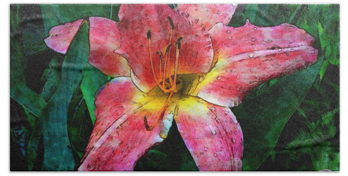 Daylily Beach Towel featuring the photograph Lilly of the Rain by John Duplantis