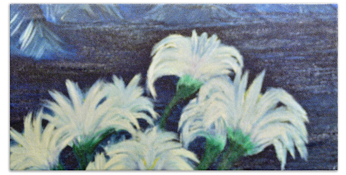 Flowers Beach Towel featuring the painting Lillies by Suzanne Surber