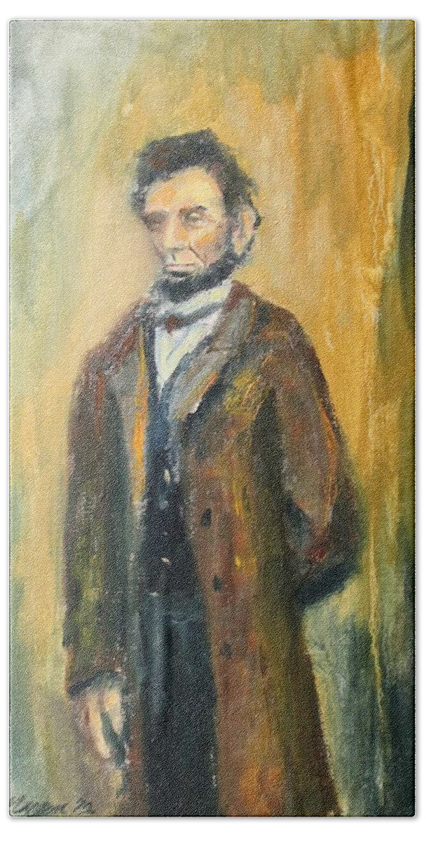 Abraham Lincoln Beach Towel featuring the painting Lincoln Portrait #10 by Daniel W Green