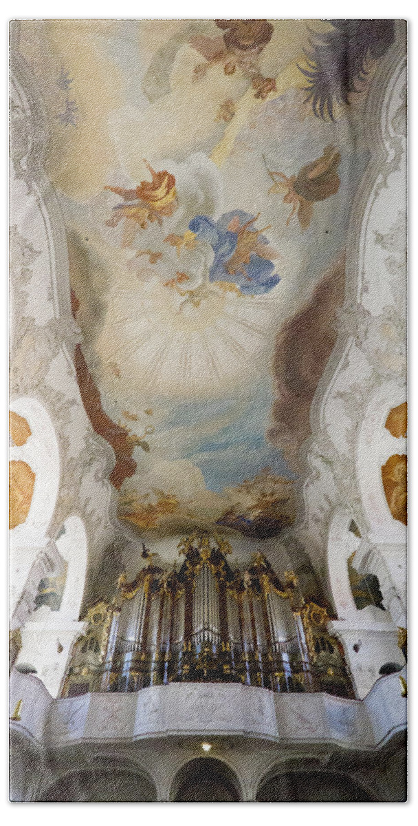 Lindau Beach Sheet featuring the photograph Lindau organ and ceiling by Jenny Setchell