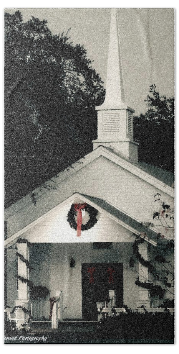 Church Beach Towel featuring the photograph Little White Church 2 by Debra Forand