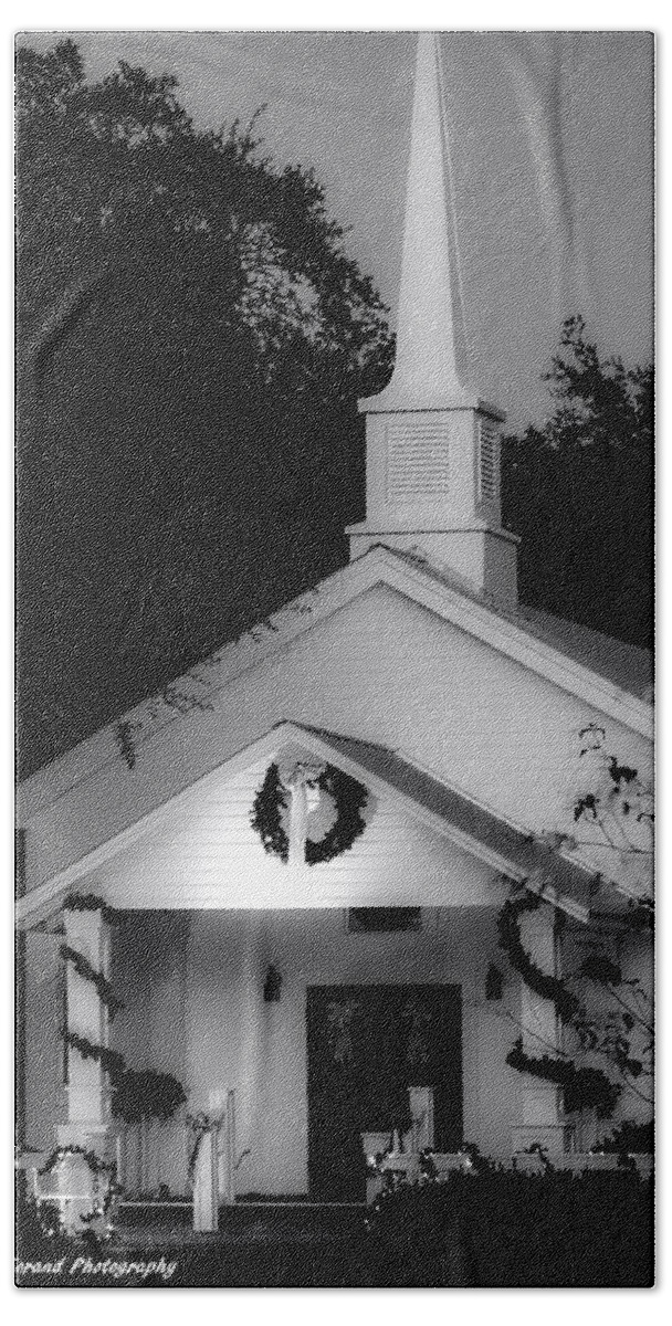Church Beach Sheet featuring the photograph Little White Church BW by Debra Forand