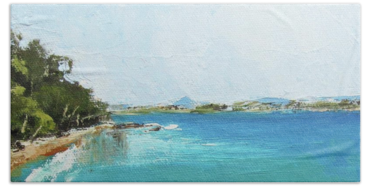 Seascape Beach Sheet featuring the painting Litttle Cove Beach Noosa Heads Queensland Australia by Chris Hobel