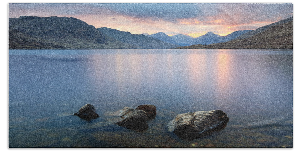 Loch Arklet Beach Towel featuring the photograph Loch Arklet Sunset by Grant Glendinning