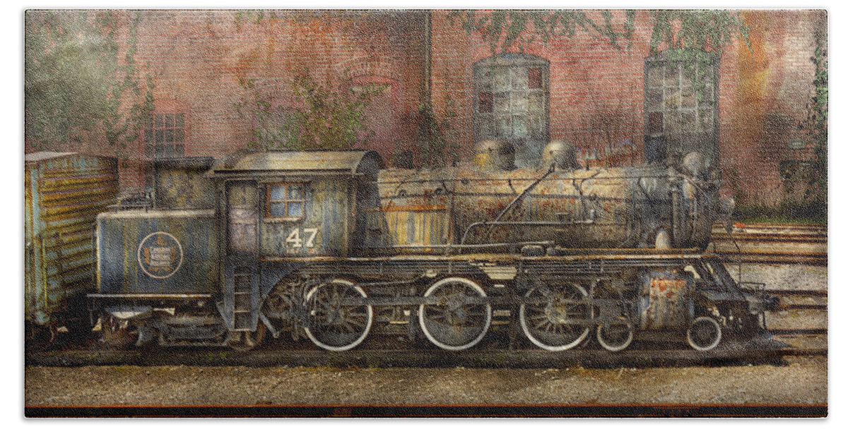 Savad Beach Towel featuring the photograph Locomotive - Our old family business by Mike Savad