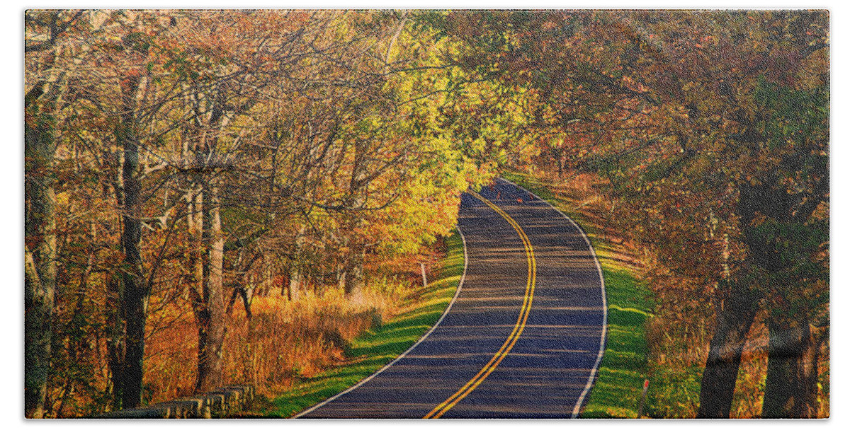 Shenandoah National Park Beach Towel featuring the photograph Long and Winding Road by Kathi Isserman
