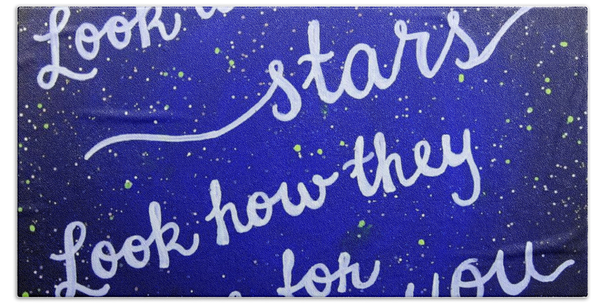 Look At The Stars Beach Sheet featuring the painting Look At The Stars Quote Painting by Michelle Eshleman