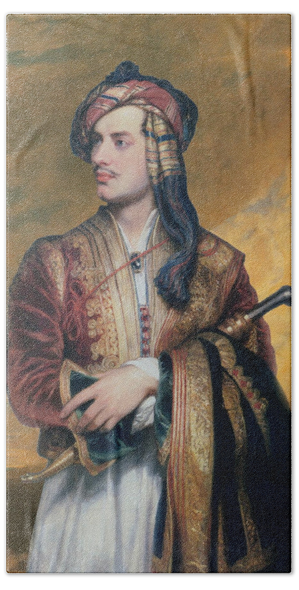 Thomas Phillips Beach Towel featuring the painting Lord Byron in Albanian Dress by Thomas Phillips