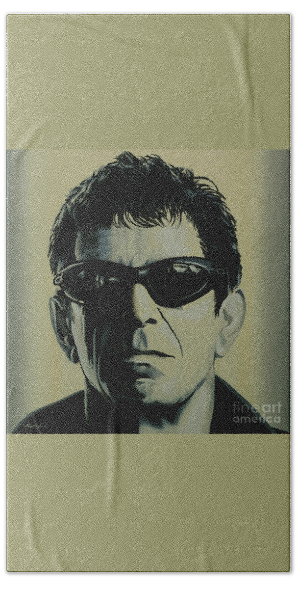 Lou Reed Beach Towel featuring the painting Lou Reed Painting by Paul Meijering