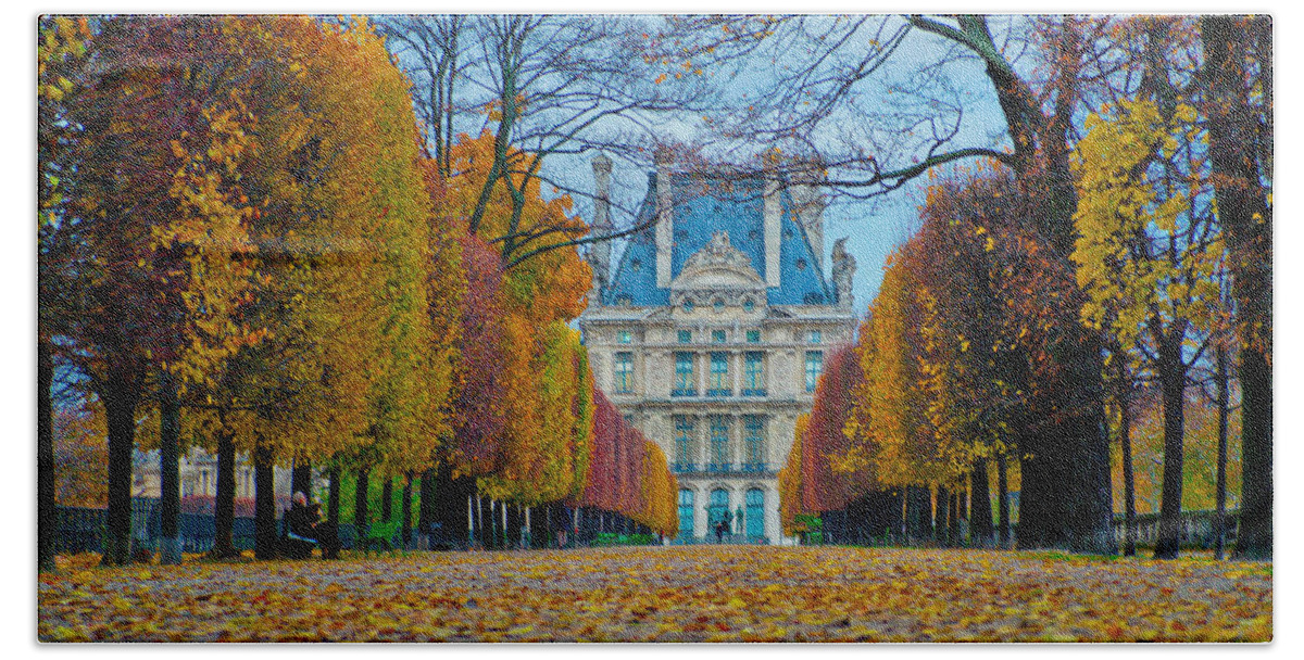 France Beach Sheet featuring the photograph Louvre in Fall by Kent Nancollas