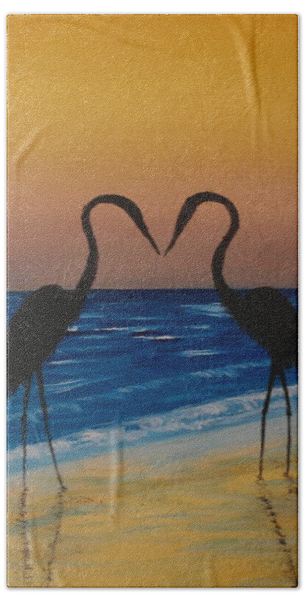 Beach Beach Towel featuring the painting Love Birds by Wayne Cantrell