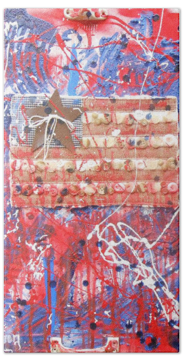 Abstract Beach Towel featuring the mixed media Freedom by GH FiLben