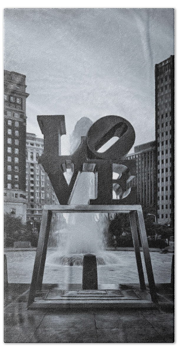 Love Beach Towel featuring the photograph Love Park BW by Susan Candelario