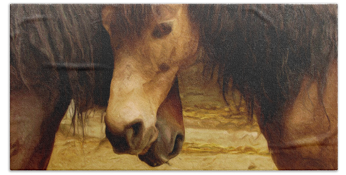 Horse Beach Towel featuring the painting Love Story by Inspirowl Design