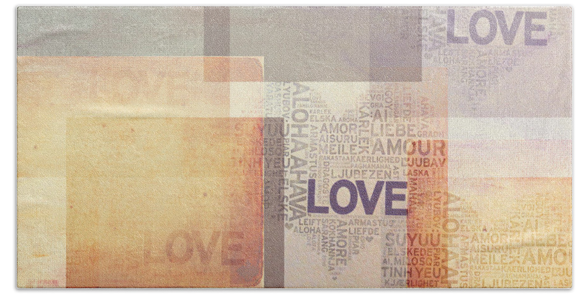 Overlapping Abstract Beach Towel featuring the photograph Love. Vintage. Creamy Pastel by Jenny Rainbow