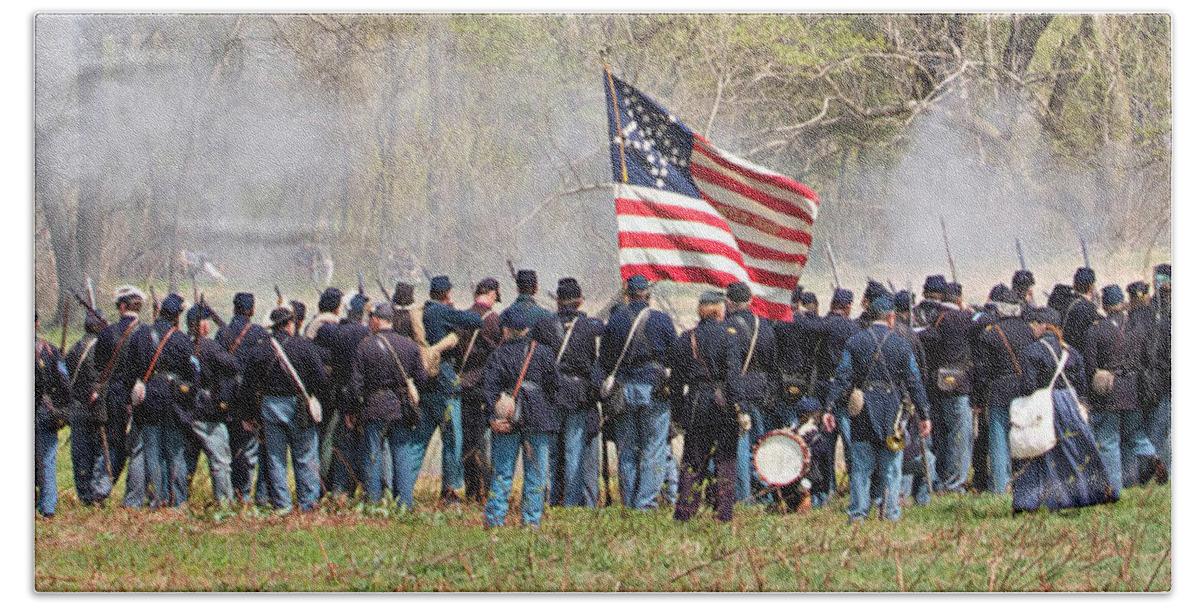 Civil War Reenactment Beach Towel featuring the photograph Lovely Flag by Alice Gipson