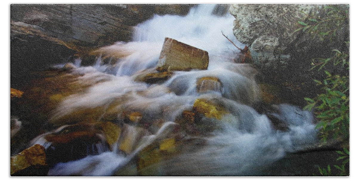 Rivers Beach Towel featuring the photograph Lower Apikumi Falls Glacier National Park by Jeff Swan