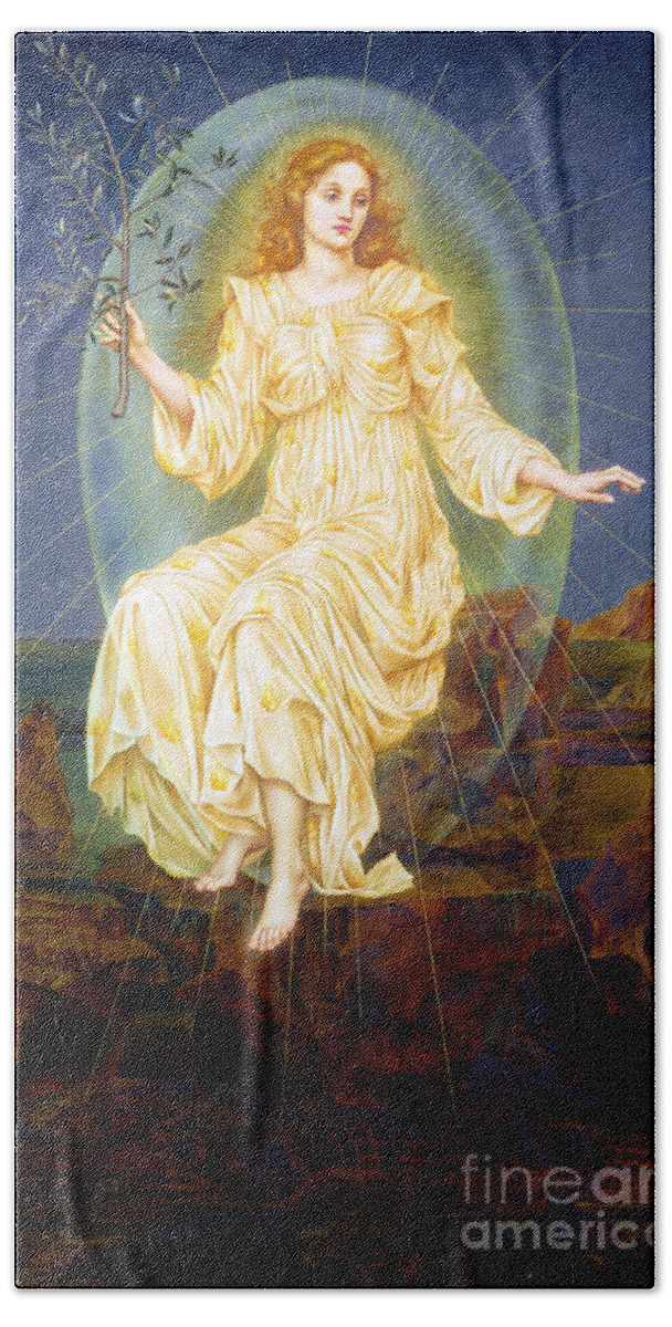Crocodile Beach Towel featuring the painting Lux in Tenebris by Evelyn De Morgan