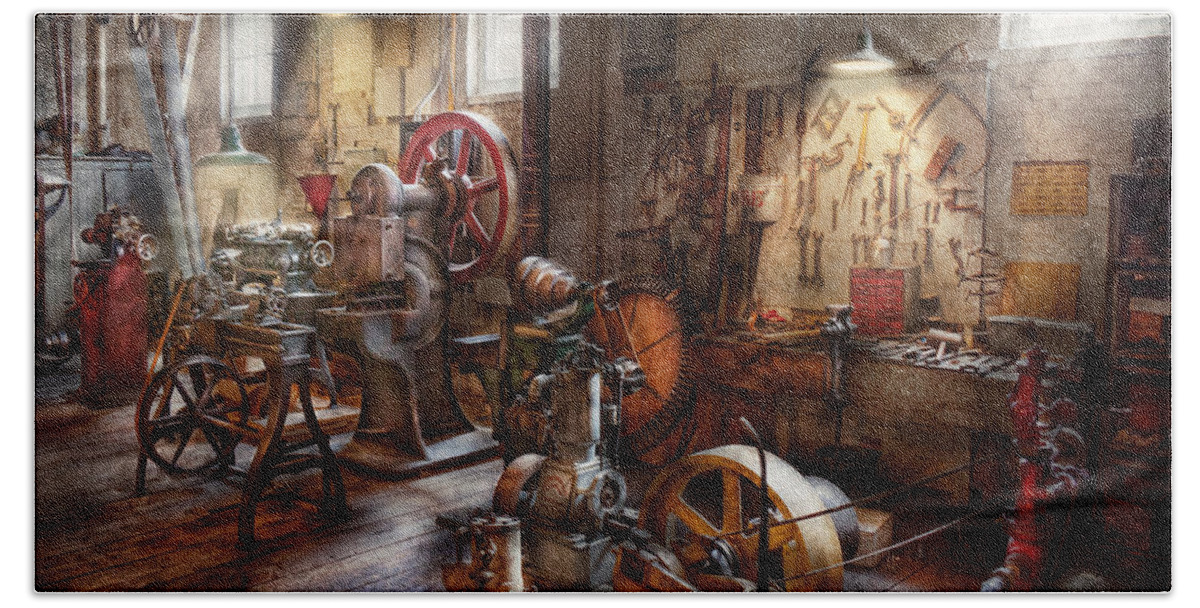 Machinist Beach Sheet featuring the photograph Machinist - A room full of memories by Mike Savad