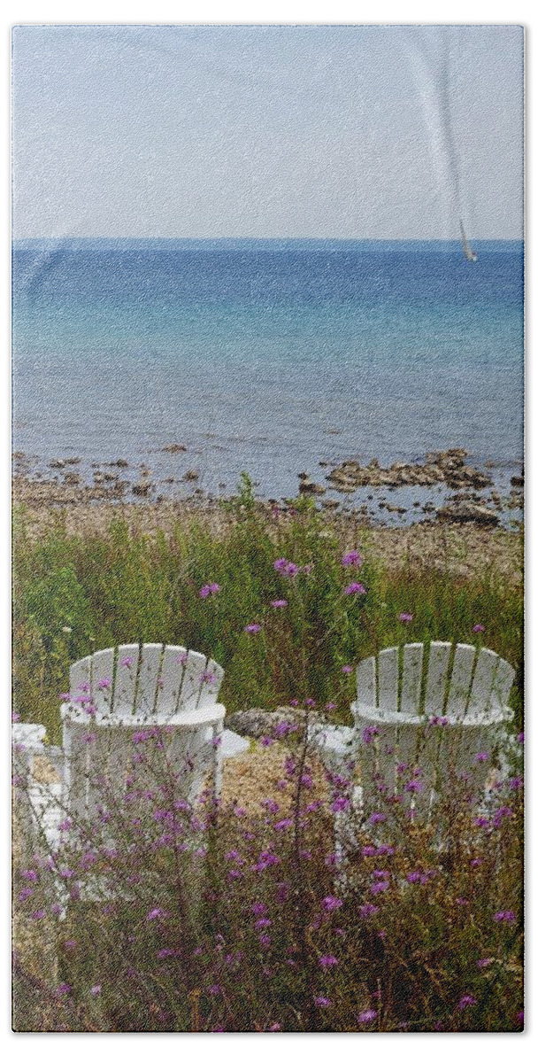 Island Beach Towel featuring the photograph Mackinac View by Randy Pollard