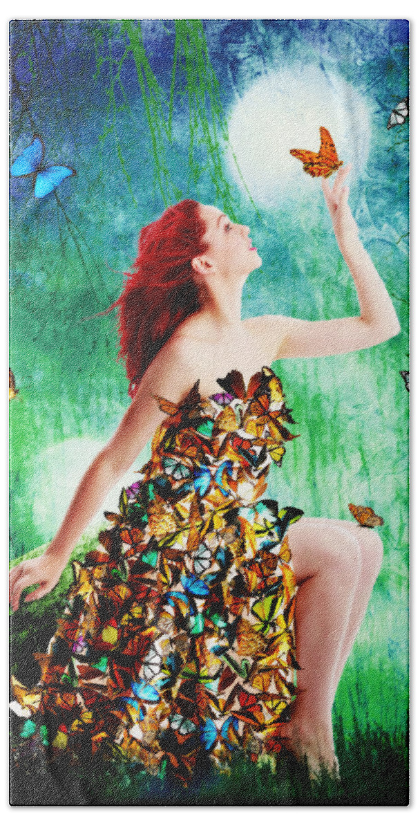 Butterflies Beach Towel featuring the digital art Madam Butterfly by Linda Lees