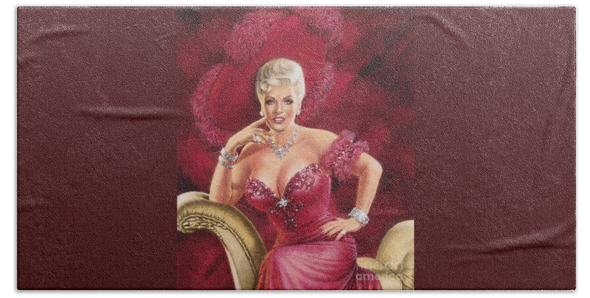  Portrait Beach Sheet featuring the painting Mae West by Dick Bobnick