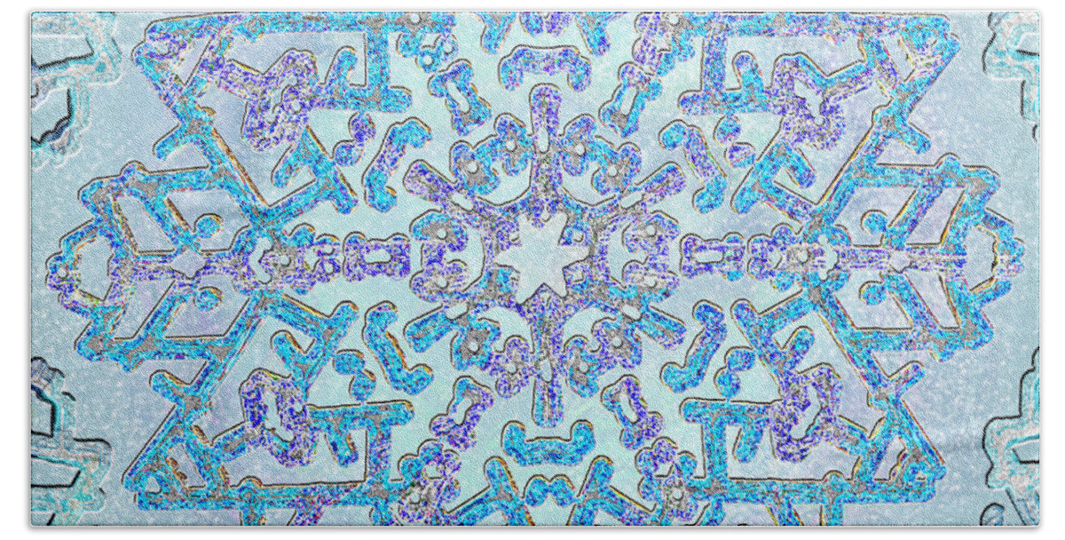 Snowflake Beach Towel featuring the digital art Magical Jewel Snowflake by Michele Avanti