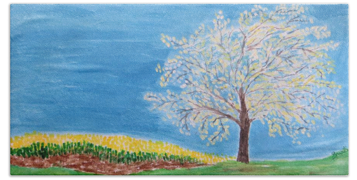 The Wish Tree Beach Sheet featuring the painting Magical wish tree by Sonali Gangane